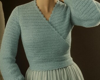 Cosy-Wrap Crossover Bed Jacket – 1950s Crochet Daisy Stitch Wrap Top - Vintage PDF Pattern