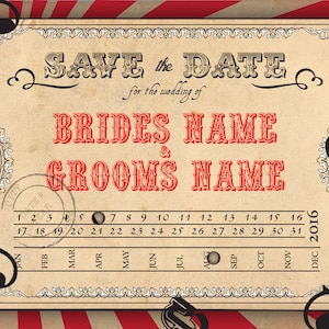 Salve a data - Cartão postal de convite de casamento Vintage Carnival Circus Steampunk temático