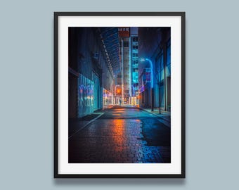 Cyberpunk Tokyo Print | Neon Alley Photography, Japan Travel Poster