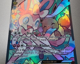 Sylveon EX Pokemon Proxy Card Not Real Novelty Gift Radiant Collection RC32 Full Art