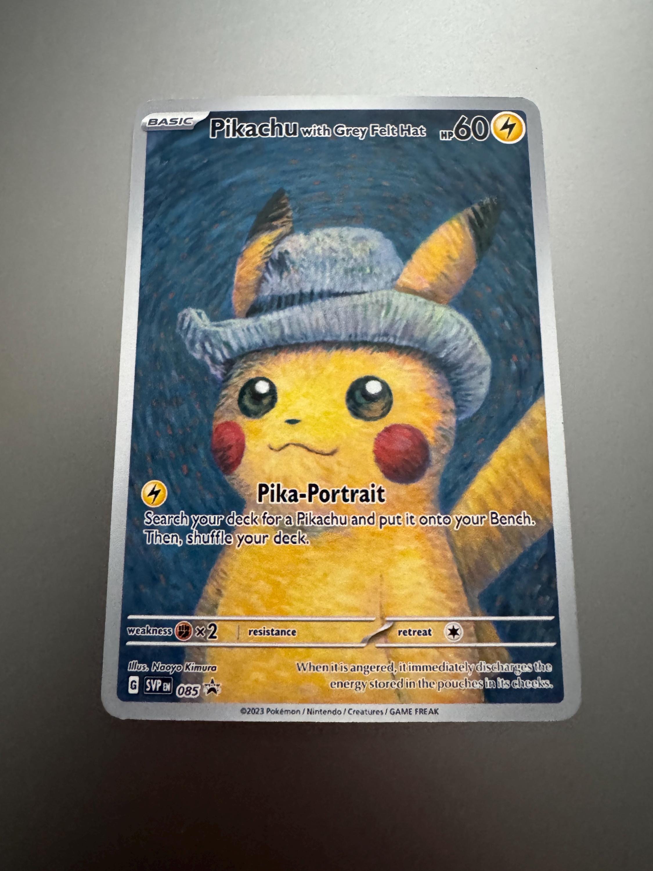 Pikachu With Grey Felt Hat Proxy Card Not Real - Etsy