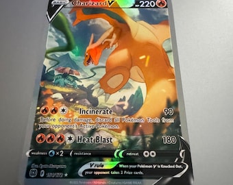 Charizard V Full Art Holo Proxy Not Real Novelty Gift Pokemon Card (151/172)