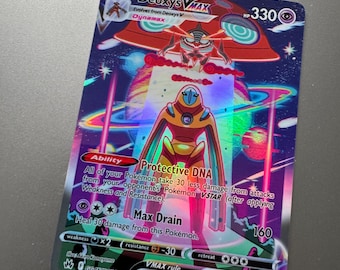 Deoxys VMAX Holo Pokemon Proxy Crown Zenith GG45 Not Real Trading Card