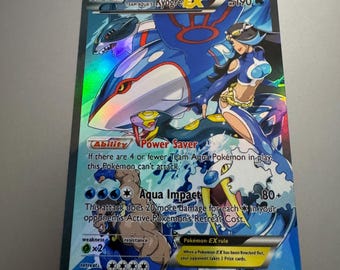 Team Aqua’s Kyogre EX Holo Proxy Pokemon Trading Card Not Real Novelty Gift Double Crisis 6/34