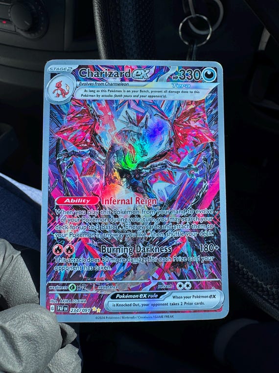 Holo Charizard EX Proxy Not Real Novelty Gift Paldean Fates SAR SIR Art Card