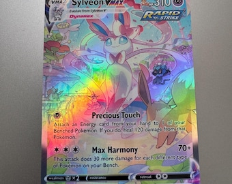 Sylveon VMax Pokemon Proxy No Real Tarjeta de Regalo de Novedad Evolving Skies Arte Completo Holográfico