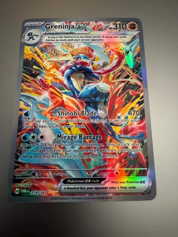 Greninja EX Full Art Holo Proxy Pokemon Card 214/167 Novelty Card Not Real  - Etsy
