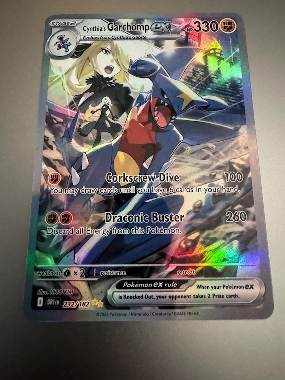 Cynthia's Garchomp EX Pokemon Proxy Card Not Real Novelty Gift Holo Full  Art - Etsy
