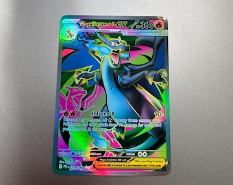 Mega Charizard X EX Proxy Card Not Real Full Art Holographic Novelty Flame SIR