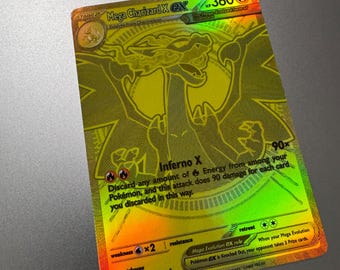 Mega Charizard X EX SIR Pokemon Proxy 130/094 Mega Evolutions Phantasmal Flames Secret Rare Perfect Gift Not Real Free Shipping Full Art