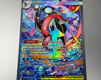 Mega Greninja EX Full Art Holo Proxy Pokemon Card Fanmade Chaos Rising 116 Novelty Card Not Real