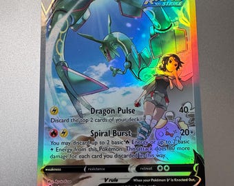 Rayquaza V Alternate Art Pokemon Proxy Card Not Real Novelty Pokemon