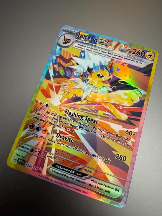 Jolteon EX Pokemon Proxy Card Not Real Novelty Fift Prismatic Holo Full Art