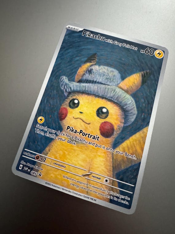 Pikachu With Grey Felt Hat Proxy Card Not Real - Etsy
