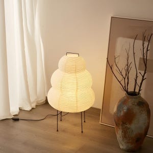 Lampada giapponese in carta di riso Akari Wabi-Sabi Yong / Lanterna con stampa floreale / Lampada in stile Akari / Illuminazione in stile Shoji / Lanterna ispirata a Noguchi