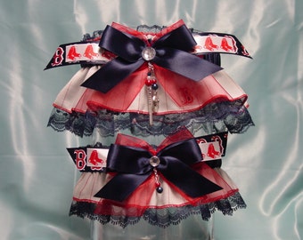 Boston Red Sox Pinstripe Wedding Garter Set