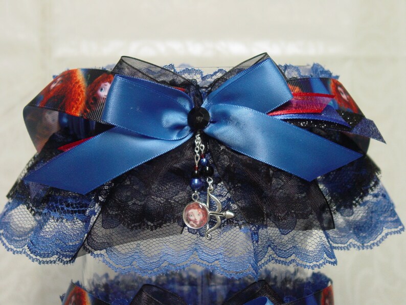 Disney Brave Merida Inspired Garter Set in Black and Royal Blue image 2