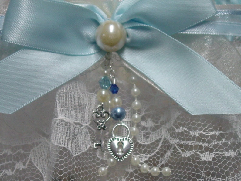 Blue and Off WhiteIvory Traditional Wedding Garter Set