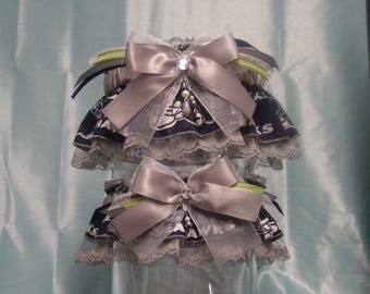 Seattle Seahawks Wedding Garter Set in Gray