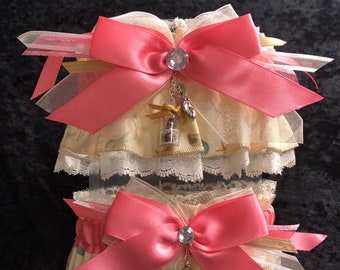 Beach Pink Coral Destination Wedding Garter Set /Prom with Charms