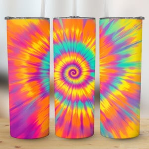 Colorful Tie Dye 20oz Tumbler Wrap PNG Digital Download Skinny Sublimation Bright Vibrant Spiral Trendy Psychedelic Tie Wrap Swirl Tumbler