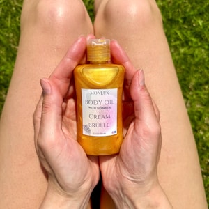 Shimmer Body Oil Cream Brulle – Glitter Body Oil for Glowing Skin – Hydrating Summer Glow – Moisturizing Sparkle Oil with Natural Oils