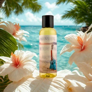 Sun-Kissed Glow: Hydrating Hawaii Body Oil  Perfect Gift for Her Body Moisturizer, Lightweight Skin Oil for Soft Smooth Care, Natural Care