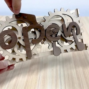 Rotating Gear Open Closed Sign: Laser Cut SVG File (PDF Instructions ...