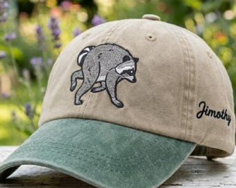 Divertida gorra vintage bordada de Jimothy Raccoon, famosa gorra de mapache de Seattle, linda gorra de panda de basura