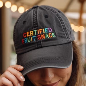 Embroidered Certified Fruit Unisex Washed Dad Hat, Lgbt Hat, Lesbian Hat, Bisexual Hat, Gay Pride, Lgbt Gift, Lesbian Gift, Pride Month