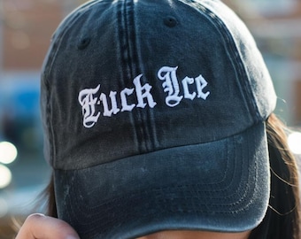 Chapeau papa unisexe brodé Abolish ICE, chapeau Fuck ICE, chapeau Chinga la Migra, manifestation contre la glace, fdt, Foxtrot Delta Tango, chapeau de résistance
