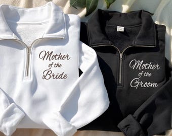Embroidered Personalized Mother of the Bride Quarter Zip, Mother of the Groom Shirt, Custom Wedding Date On Sleeve, Gift From The Bride