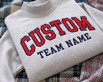 Custom Football Team Mockneck Sweatshirt, Applique Embroidered Game Day Pullover, Personalized Sports Mom Shirt, Team Name Football Gift