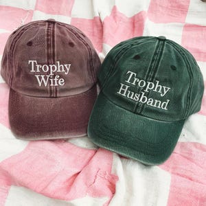Embroidered Trophy Husband & Wife Matching Cap, Gift For Him, Funny Husband Cap, Gift From Wife, Gift For Wife, Anniversary Present, Wife