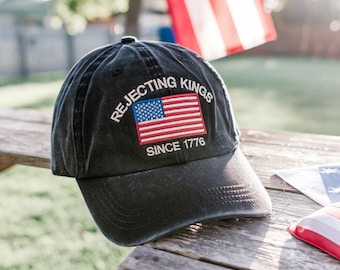 Rejecting Kings Since 1776 Protest Embroidered Hat, No Kings In America Cap, Anti Authoritarianism Hat, Not My President Cap, Anti Repulican