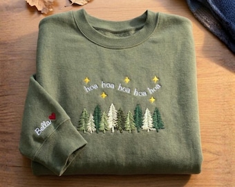 hoa hoa hoa hoa Embroidered Sweatshirt, Fork Tree Sweater, Forest Crewneck, Twilight Gift, Cozy Outdoor Apparel