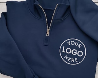 Embroidered Custom Business Logo Quarter Zip Sweatshirt, Custom Embroidered Sweater, Embroidered Business Logo Crewneck