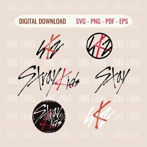 Kpop Stray T-shirt Aufkleber, SKZ Png svg Bundle, Kpop Merch Geschenk für STAY, Vektordatei, Kpop svg, Kpop Clipart, printable