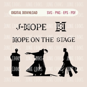 Calcomanía de Hobi en el escenario de Kpop, Hope on Stage PNG SVG, regalo de concierto de Kpop para el ejército, archivo vectorial, imprimible