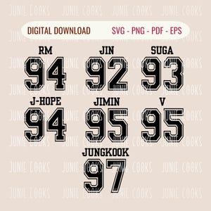 Calcomanía para camiseta universitaria de Kpop, Bangtan SVG PNG, archivo vectorial, regalo para ARMY, descarga instantánea, imprimible