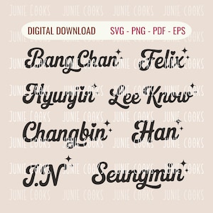 Kpop SKZ Mitglieder Abziehbild Aufkleber T-Shirt, SKZ Dominieren Welttournee Png svg, Kpop Merch Geschenk für STAY, Vektor-Datei, Kpop svg, Kpop Clipart