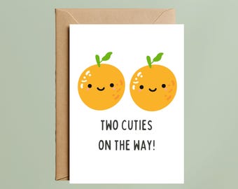 Two Cuties on the Way Card – Twins Baby Shower Card for New Parents