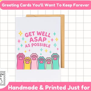mignon guérissez bientôt de Zazzle.be Liste d'envies Vous avez des idées ? drôle de patte de chat | Guérir dès que possible carte | Carte de jeu de mots kawaii | pour amoureux des animaux de compagnie | Carte d'encouragement vierge
