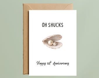 Pearl Anniversary Card, Thirty Years Married, Milestone Gift Keepsake (A6 Size)
