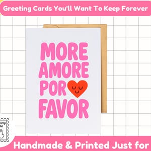 Meer Amore Por-gunstkaart | Grappige meertalige liefdeskaart voor vriend, vriendin, echtgenoot of geliefde | Leuk valentijnscadeau of flirtkaart