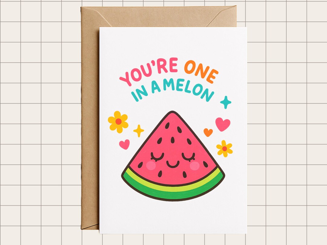 Cute Kawaii Watermelon Card for Valentine’s Day or Anniversary | Sweet ...
