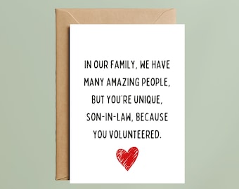 Son-in-Law Card – Birthday or Father’s Day Card for Him from In-Laws (A6 Size)