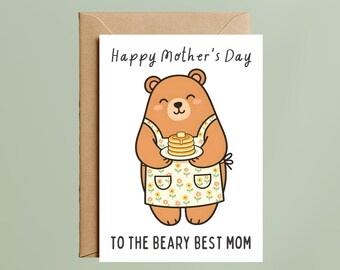 Beary Mom Mother's Day Card, Bear with Pancakes