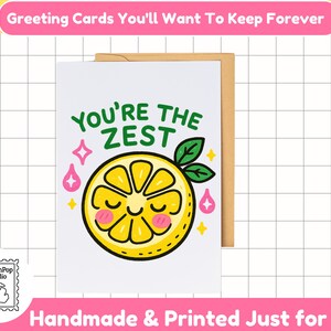 Vous êtes la carte Zeste | Carte de jeu de mots drôle au citron pour un ami, un collègue, un enseignant ou un partenaire | Jolie carte de remerciement ou d'encouragement kawaii