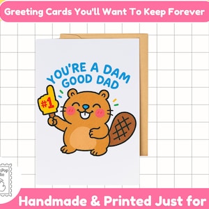 Tarjeta "Eres un buen papá" / Divertida tarjeta kawaii para el Día del Padre, linda tarjeta de animal para papá, saludo de castor con un toque de humor para papá o padrastro